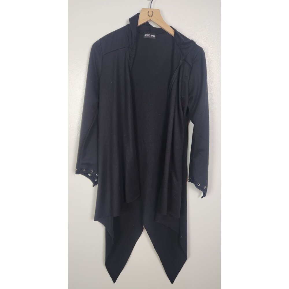 ACDC RAG Women's Sz M Black Long Sleeve Rivet Handkerchif Cardigan